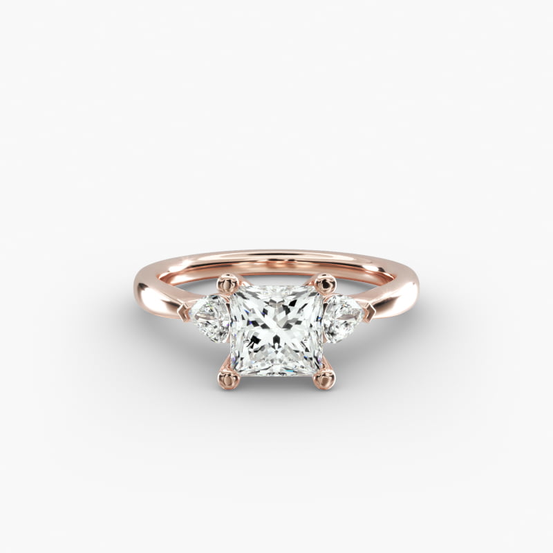 Pear Sidestone Lab-Grown Diamond Engagement Ring in 14k Rose Gold (1/4 ct. tw.)