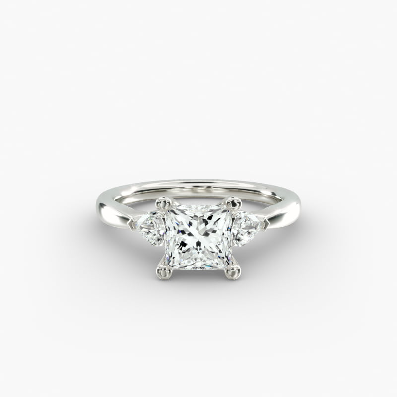 Pear Sidestone Lab-Grown Diamond Engagement Ring in 14k White Gold (1/4 ct. tw.)