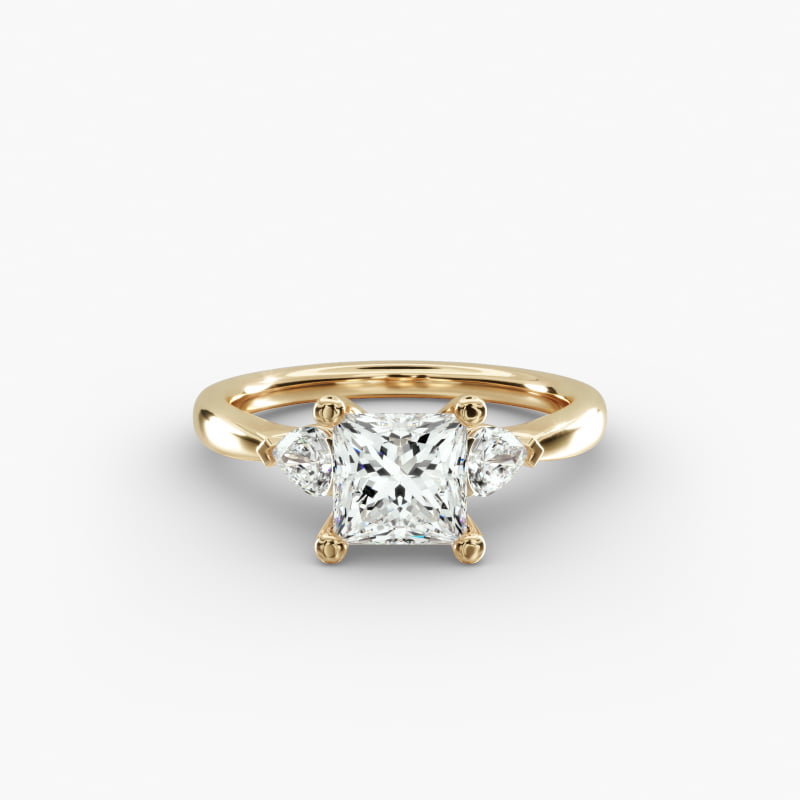 Pear Sidestone Lab-Grown Diamond Engagement Ring in 14k Yellow Gold (1/4 ct. tw.)