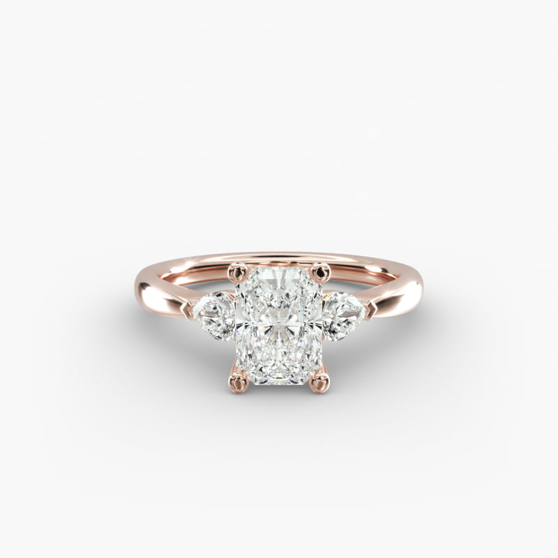 Pear Sidestone Lab-Grown Diamond Engagement Ring in 14k Rose Gold (1/4 ct. tw.)