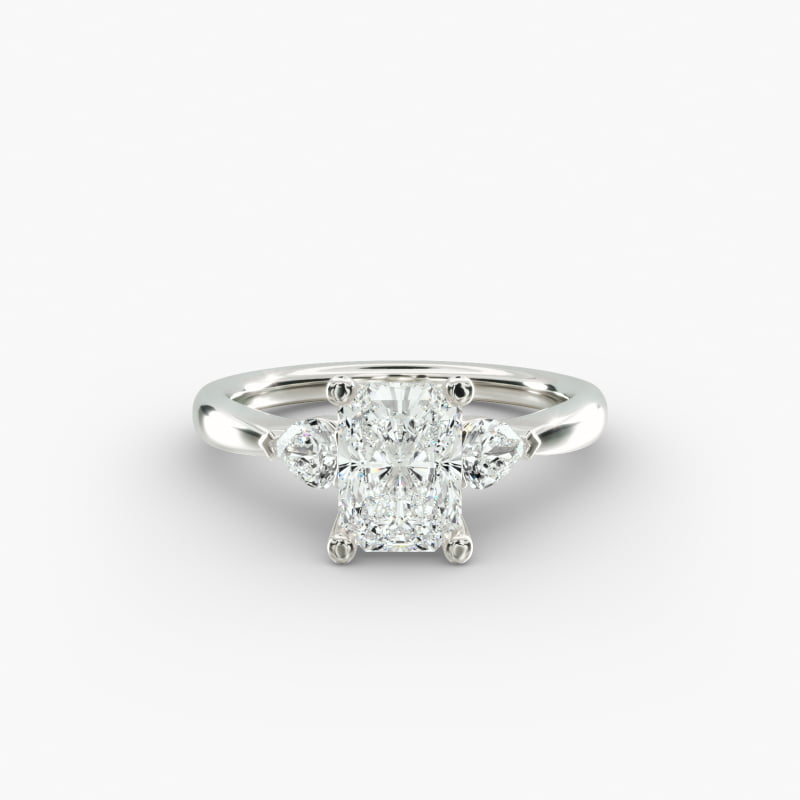 Pear Sidestone Lab-Grown Diamond Engagement Ring in 14k White Gold (1/4 ct. tw.)