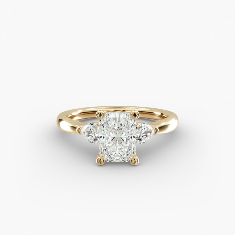 Pear Sidestone Lab-Grown Diamond Engagement Ring in 14k Yellow Gold (1/4 ct. tw.)
