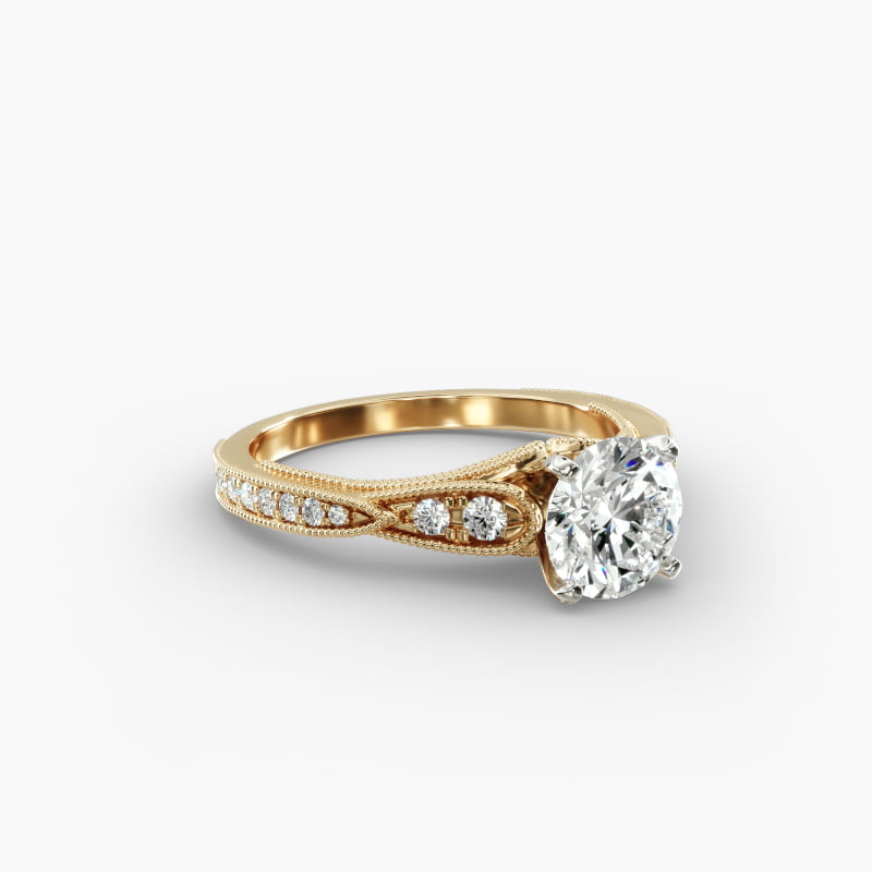 ZAC ZAC POSEN Vintage Milgrain Scalloped Diamond Engagement Ring in 14k Yellow Gold (1/3 ct. tw.)