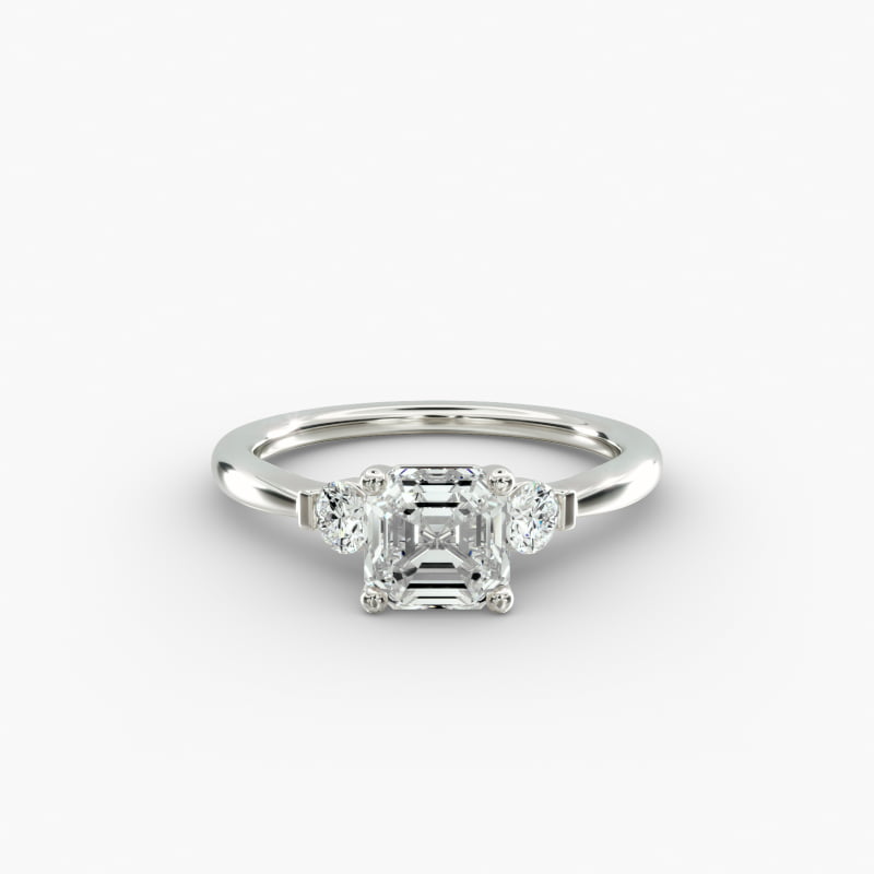 Petite Three-Stone Lab-Grown Diamond Engagement Ring in 14k White Gold
