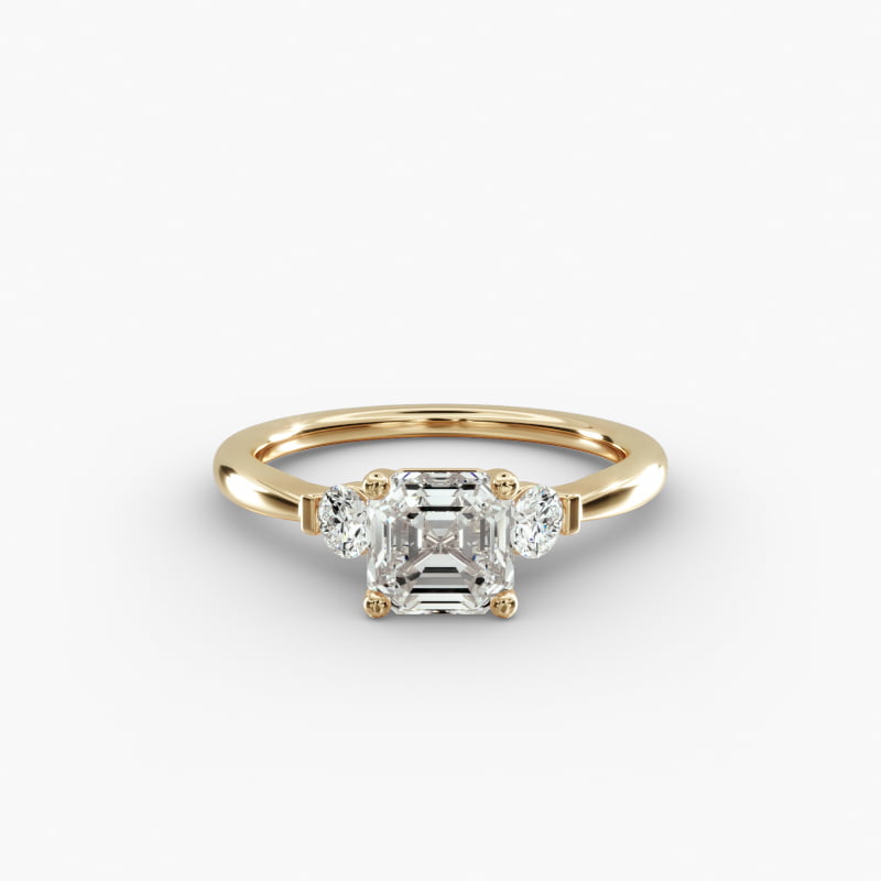 Petite Three-Stone Lab-Grown Diamond Engagement Ring in 14k Yellow Gold