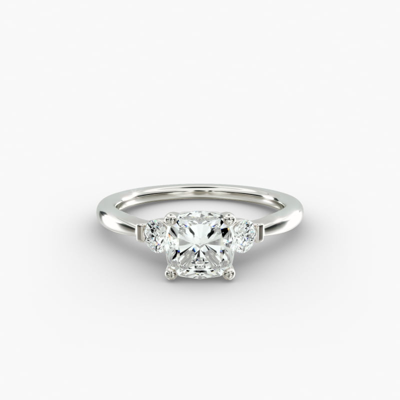 Petite Three-Stone Lab-Grown Diamond Engagement Ring in 14k White Gold