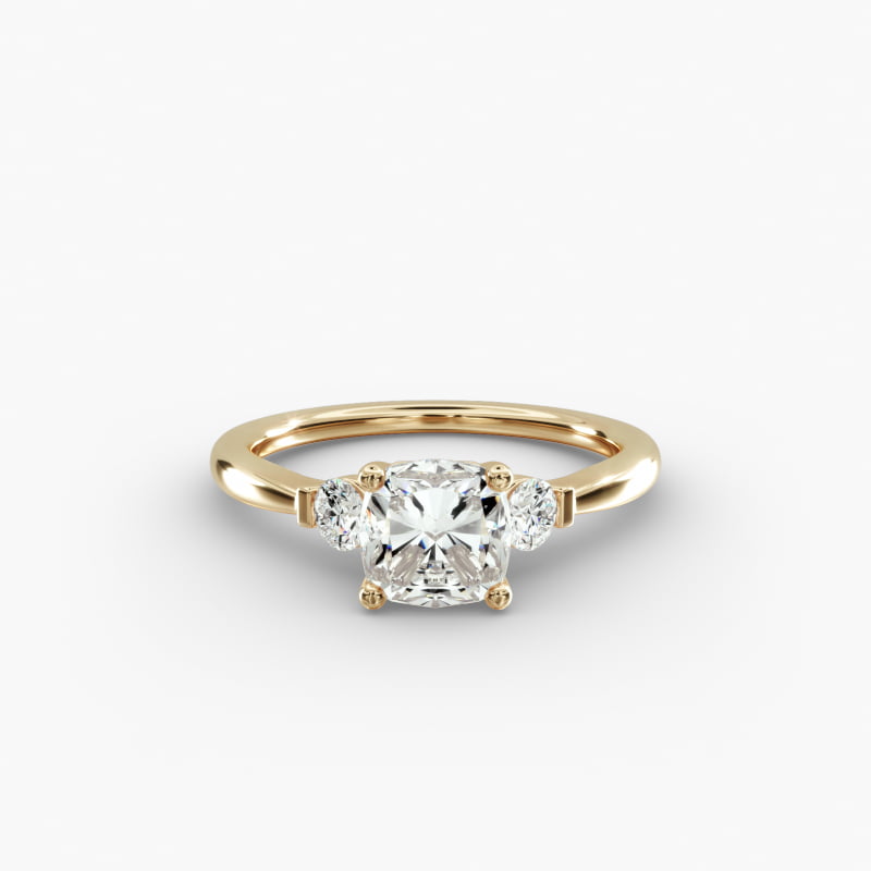 Petite Three-Stone Lab-Grown Diamond Engagement Ring in 14k Yellow Gold
