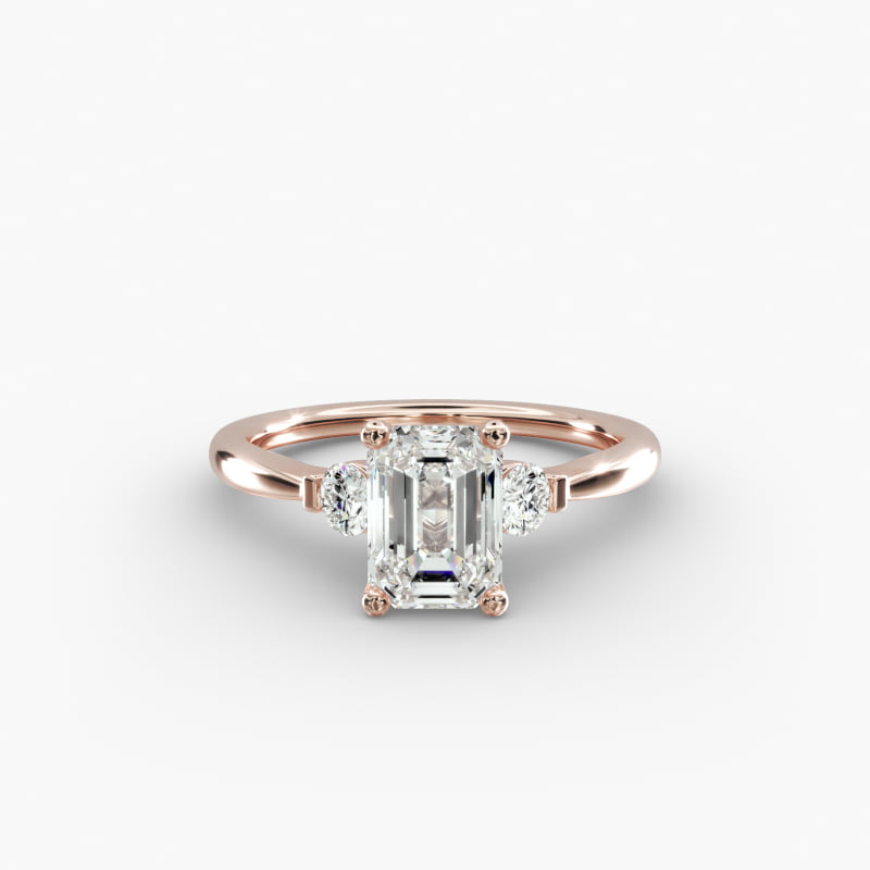 Petite Three-Stone Lab-Grown Diamond Engagement Ring in 14k Rose Gold