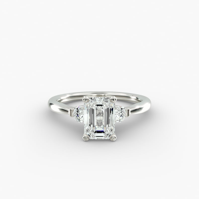 Petite Three-Stone Lab-Grown Diamond Engagement Ring in 14k White Gold