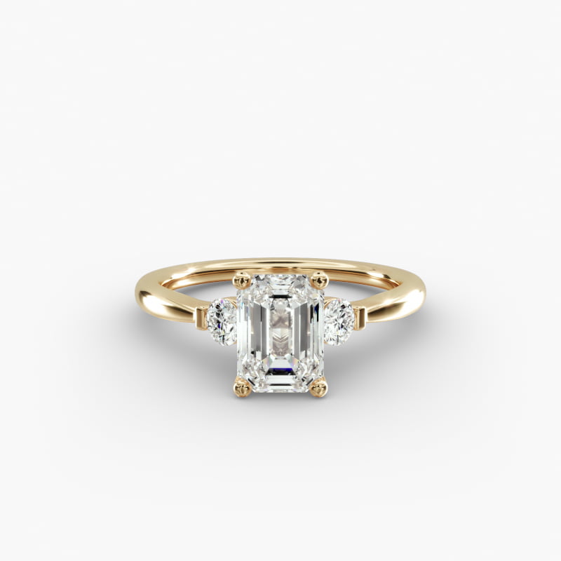 Petite Three-Stone Lab-Grown Diamond Engagement Ring in 14k Yellow Gold