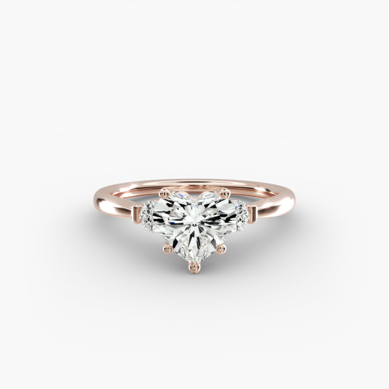 Petite Three-Stone Lab-Grown Diamond Engagement Ring in 14k Rose Gold