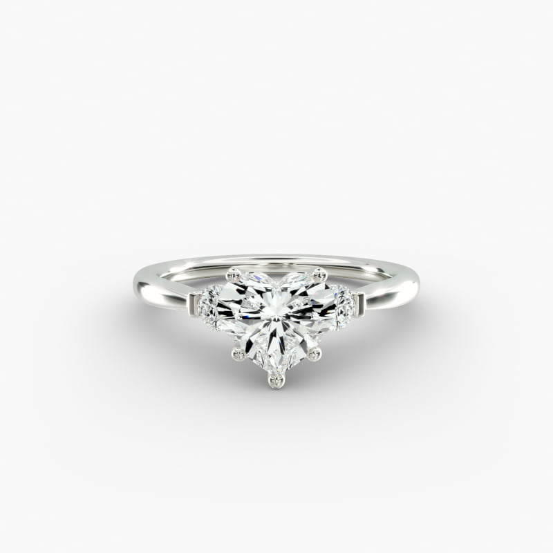 Petite Three-Stone Lab-Grown Diamond Engagement Ring in 14k White Gold
