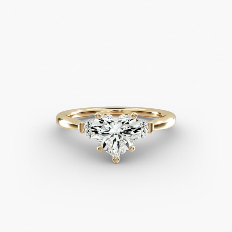 Petite Three-Stone Lab-Grown Diamond Engagement Ring in 14k Yellow Gold