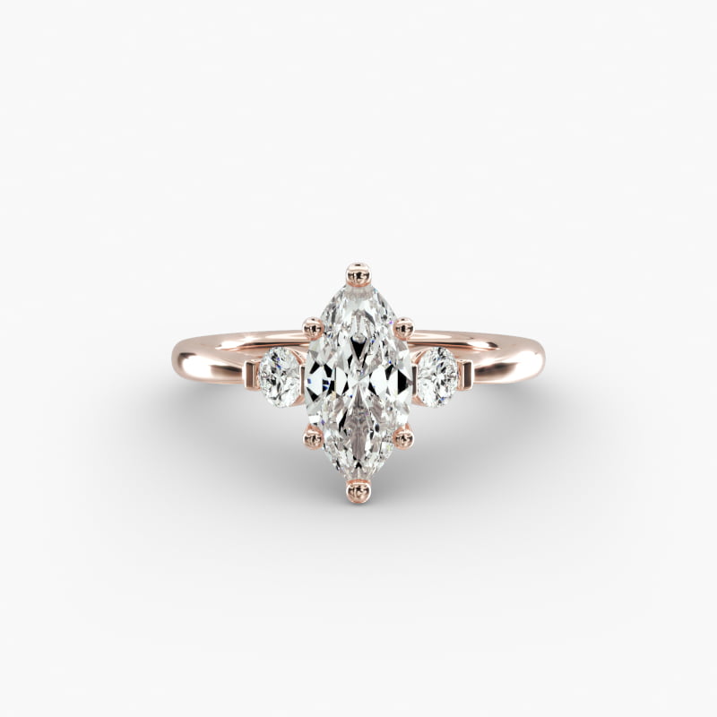 Petite Three-Stone Lab-Grown Diamond Engagement Ring in 14k Rose Gold