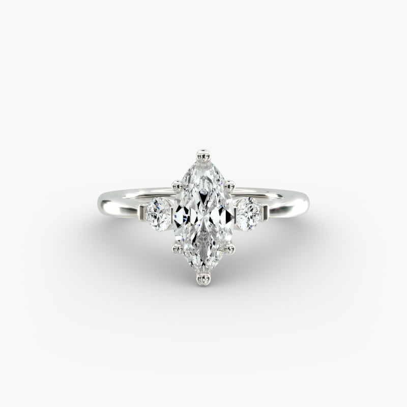 Petite Three-Stone Lab-Grown Diamond Engagement Ring in 14k White Gold