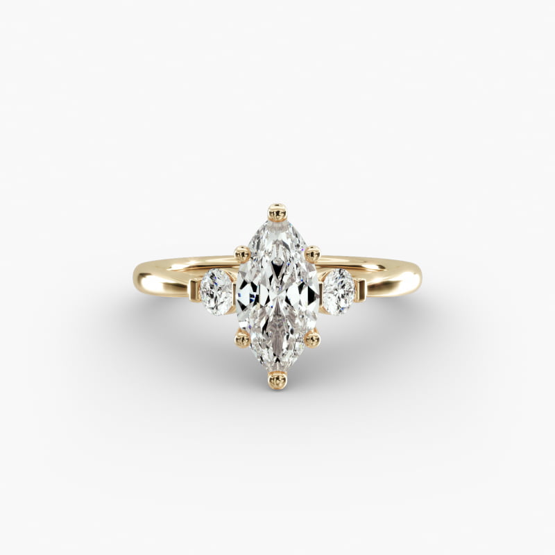 Petite Three-Stone Lab-Grown Diamond Engagement Ring in 14k Yellow Gold