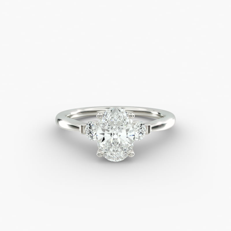 Petite Three-Stone Lab-Grown Diamond Engagement Ring in 14k White Gold