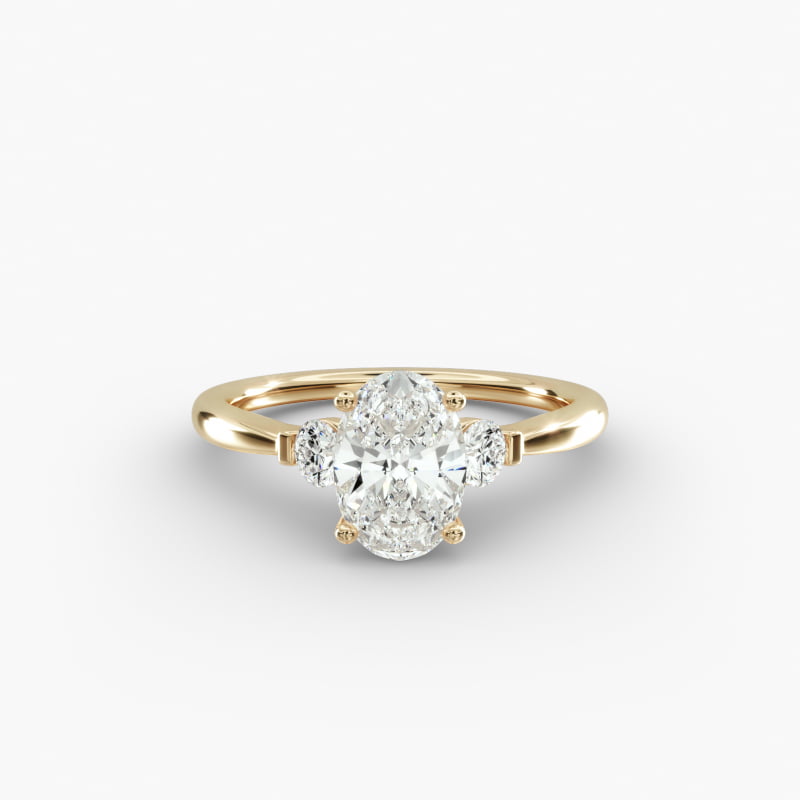 Petite Three-Stone Lab-Grown Diamond Engagement Ring in 14k Yellow Gold