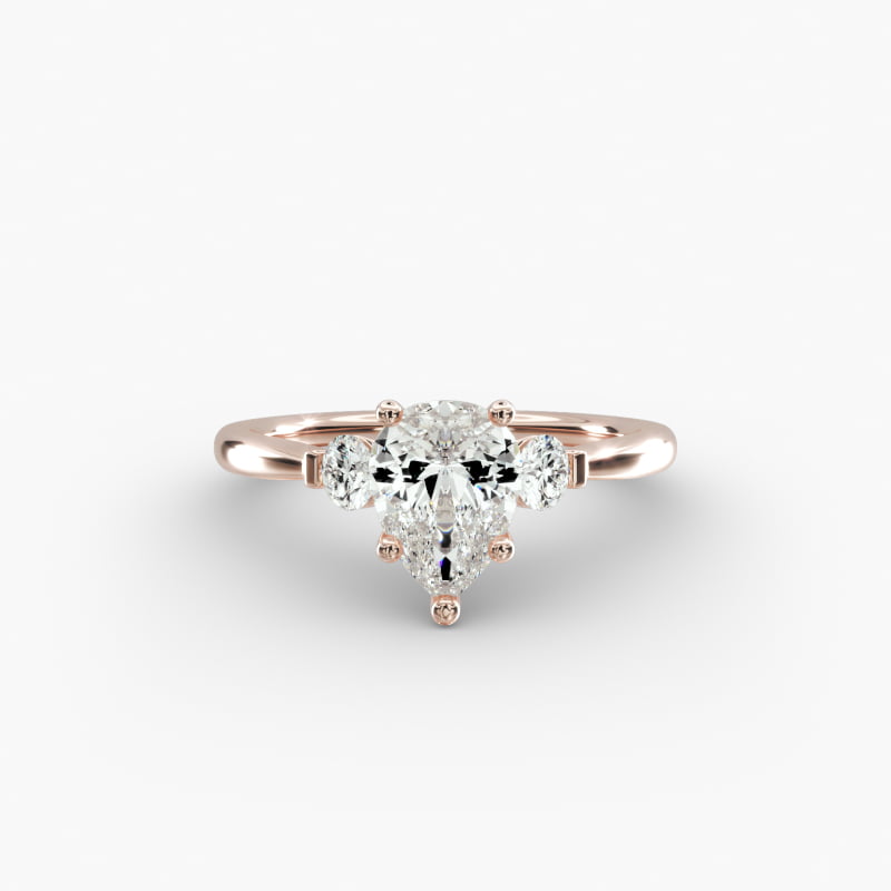 Petite Three-Stone Lab-Grown Diamond Engagement Ring in 14k Rose Gold