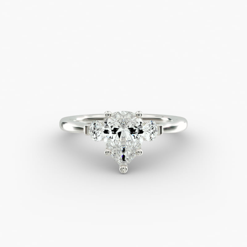 Petite Three-Stone Lab-Grown Diamond Engagement Ring in 14k White Gold