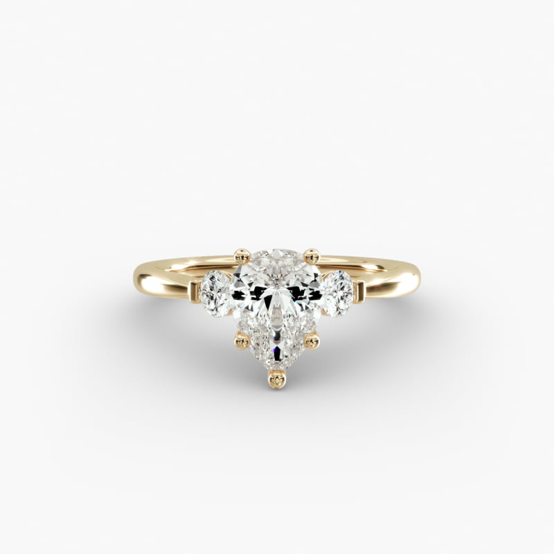Petite Three-Stone Lab-Grown Diamond Engagement Ring in 14k Yellow Gold