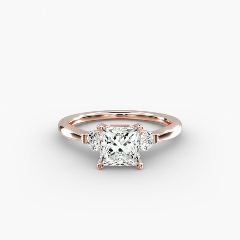 Petite Three-Stone Lab-Grown Diamond Engagement Ring in 14k Rose Gold