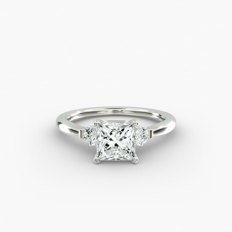 Petite Three-Stone Lab-Grown Diamond Engagement Ring in 14k White Gold