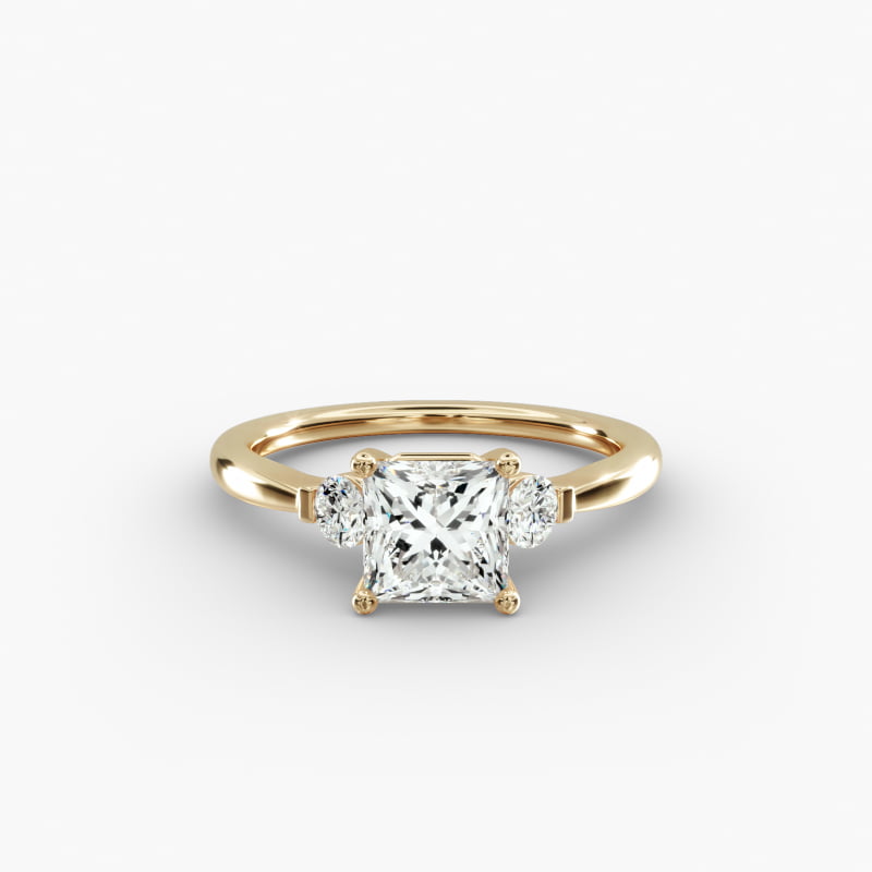 Petite Three-Stone Lab-Grown Diamond Engagement Ring in 14k Yellow Gold