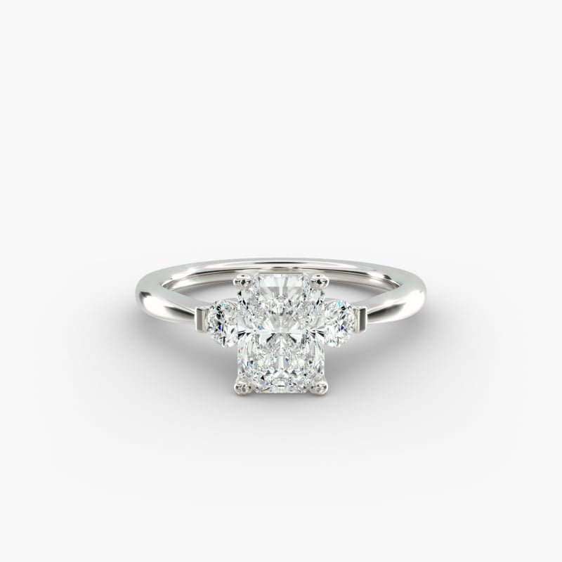 Petite Three-Stone Lab-Grown Diamond Engagement Ring in 14k White Gold