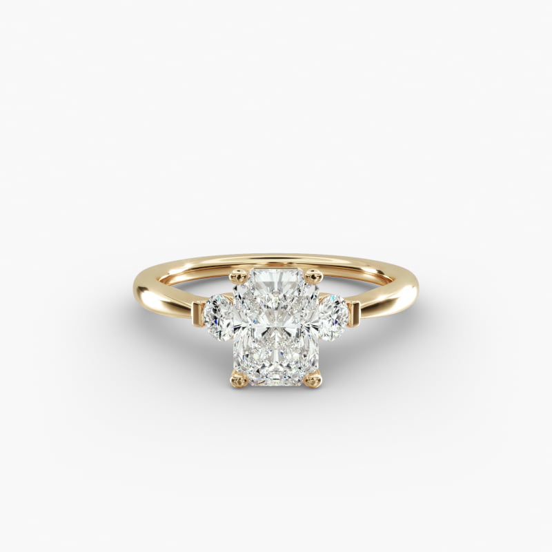 Petite Three-Stone Lab-Grown Diamond Engagement Ring in 14k Yellow Gold