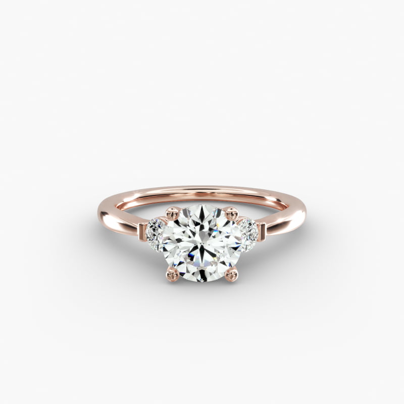 Petite Three-Stone Lab-Grown Diamond Engagement Ring in 14k Rose Gold