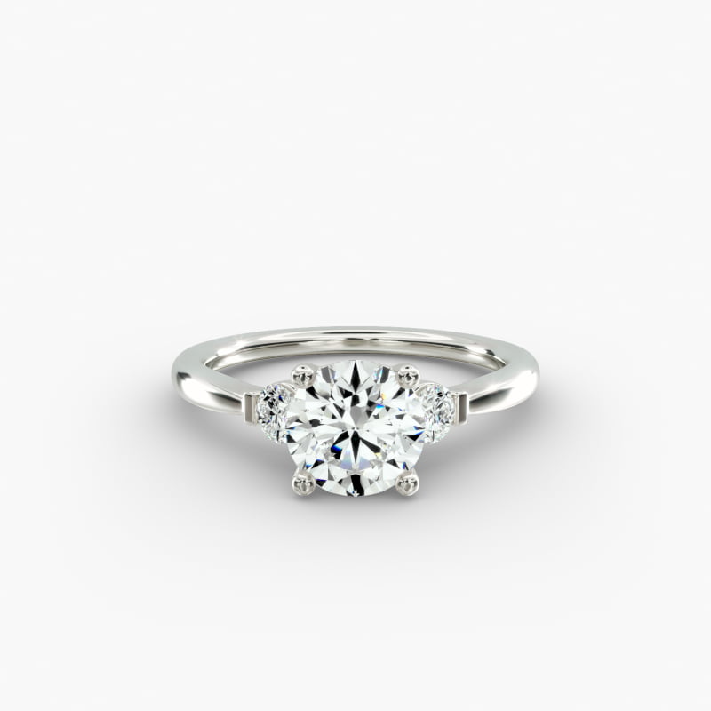 Petite Three-Stone Lab-Grown Diamond Engagement Ring in 14k White Gold