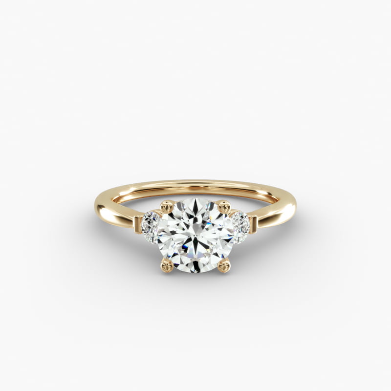 Petite Three-Stone Lab-Grown Diamond Engagement Ring in 14k Yellow Gold
