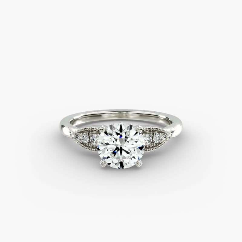 Pear-Shaped Diamond Detail Engagement Ring in 14k White Gold