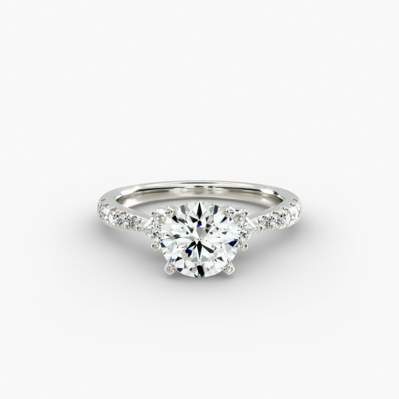 East-West Sidestone and Pavé Diamond Engagement Ring in Platinum (1/4 ct. tw.)
