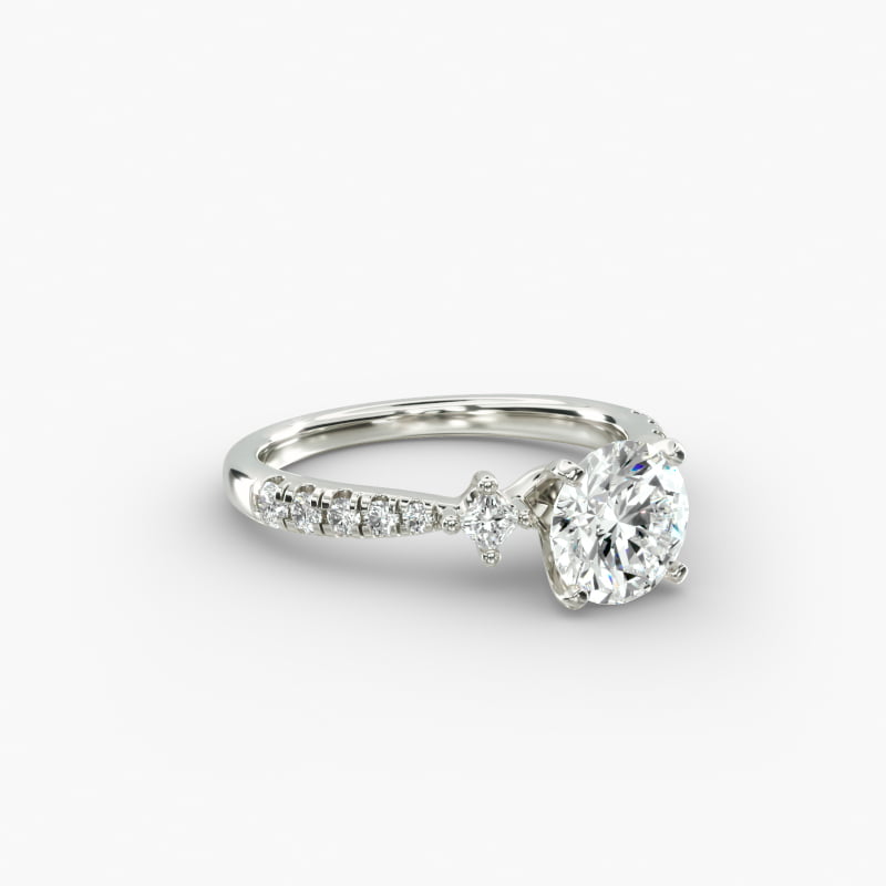 East-West Sidestone and Pavé Diamond Engagement Ring in 18k White Gold (1/4 ct. tw.)