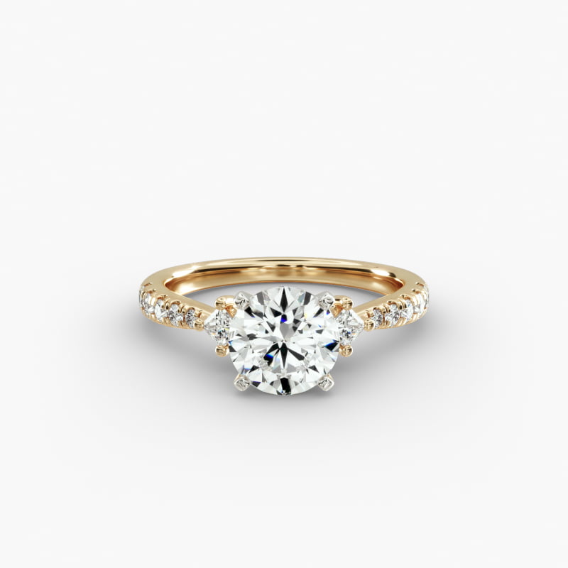East-West Sidestone and Pavé Diamond Engagement Ring in 14k Yellow Gold (1/4 ct. tw.)