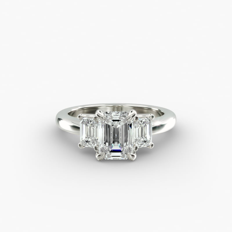Three-Stone Emerald Cut Lab-Grown Diamond Engagement Ring in 14K White Gold (5/8 ct. tw.)