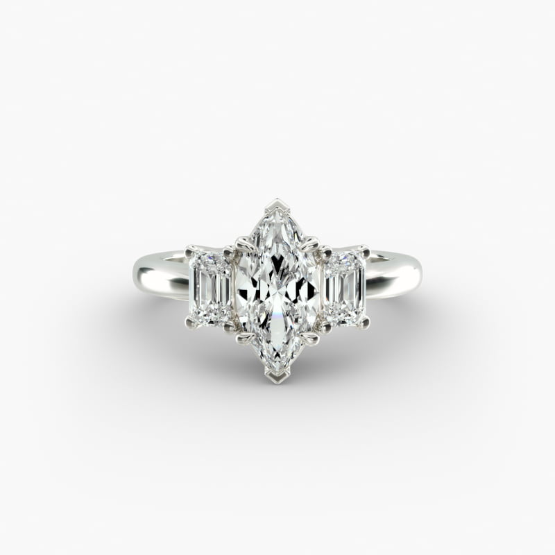Three-Stone Emerald Cut Lab-Grown Diamond Engagement Ring in 14K White Gold (5/8 ct. tw.)