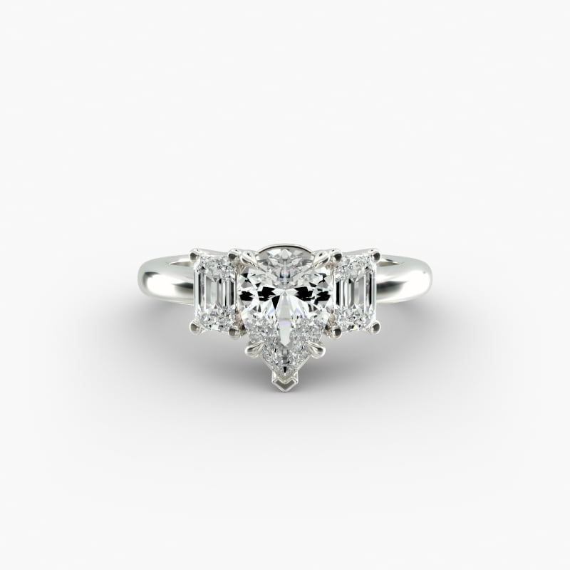 Three-Stone Emerald Cut Lab-Grown Diamond Engagement Ring in 14K White Gold (5/8 ct. tw.)