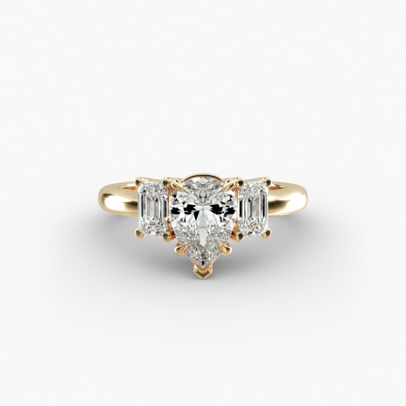 Three-Stone Emerald Cut Lab-Grown Diamond Engagement Ring in 14K Yellow Gold (5/8 ct. tw.)