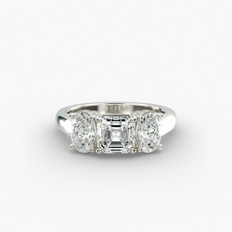 Oval Three-Stone Lab-Grown Diamond Engagement Ring in 14k White Gold (1 ct. tw.)