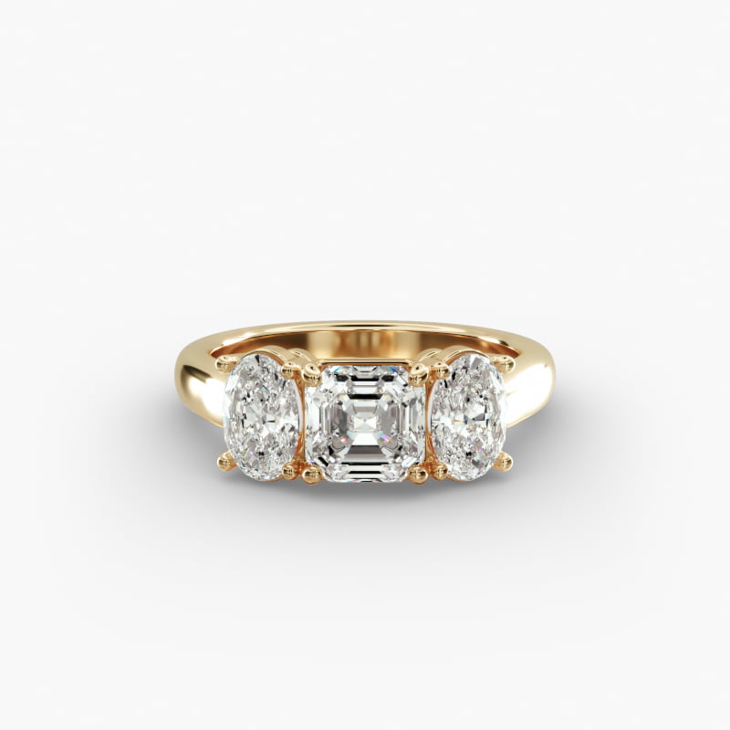 Oval Three-Stone Lab-Grown Diamond Engagement Ring in 14K Yellow Gold (1 ct. tw.)