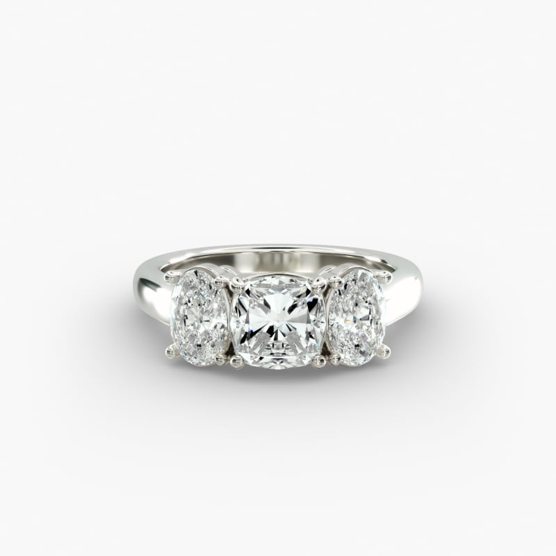 Oval Three-Stone Lab-Grown Diamond Engagement Ring in 14k White Gold (1 ct. tw.)