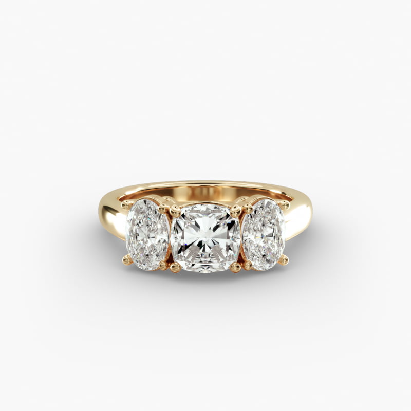 Oval Three-Stone Lab-Grown Diamond Engagement Ring in 14K Yellow Gold (1 ct. tw.)