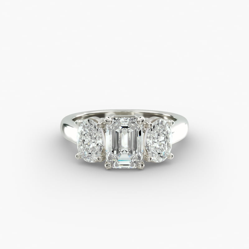Oval Three-Stone Lab-Grown Diamond Engagement Ring in 14k White Gold (1 ct. tw.)