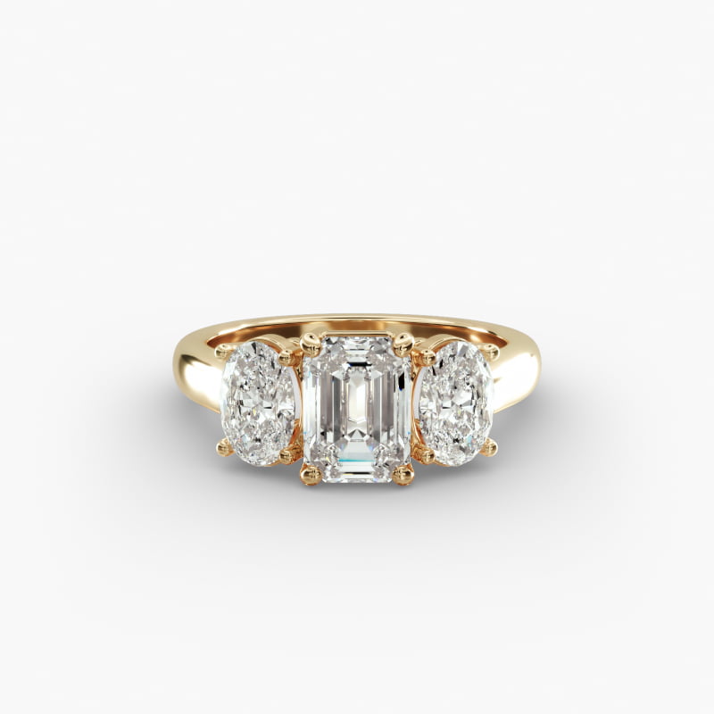 Oval Three-Stone Lab-Grown Diamond Engagement Ring in 14K Yellow Gold (1 ct. tw.)