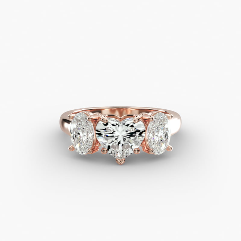 Oval Three-Stone Lab-Grown Diamond Engagement Ring in 14k Rose Gold (1 ct. tw.)