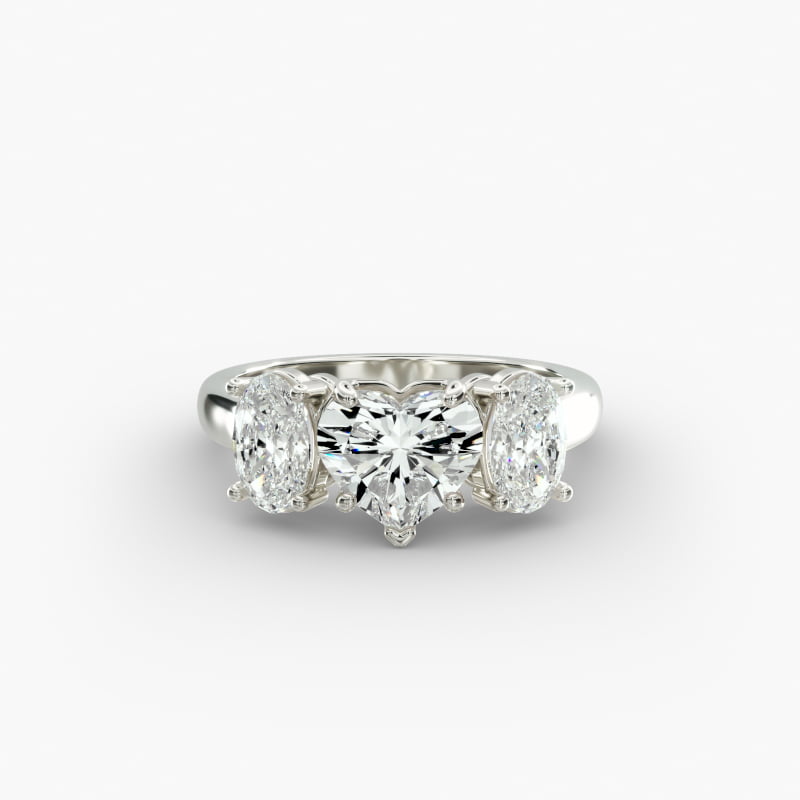 Oval Three-Stone Lab-Grown Diamond Engagement Ring in 14k White Gold (1 ct. tw.)