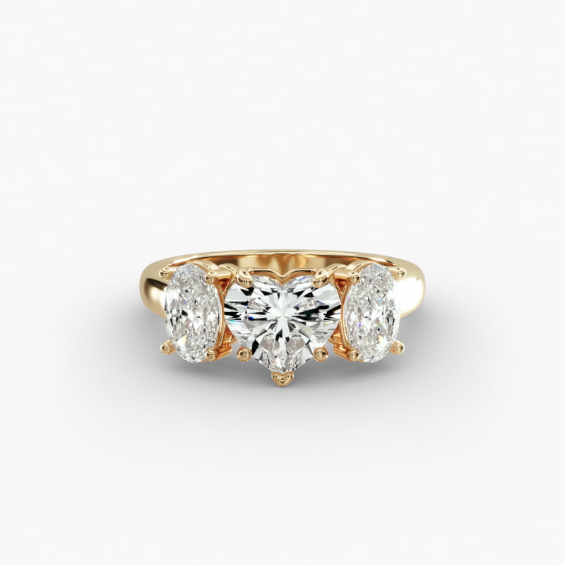Oval Three-Stone Lab-Grown Diamond Engagement Ring in 14K Yellow Gold (1 ct. tw.)